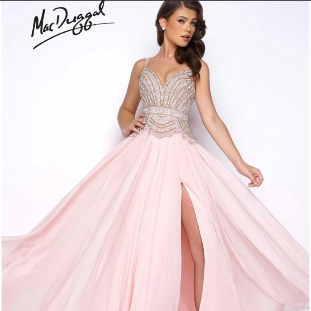 Pink Mac Duggal pageant gown